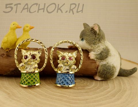 Парные броши "Котята в корзинке" (Gerry's США)