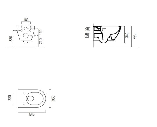 Подвесной унитаз безободковый GSI PURA ECO 8807 Swirlflush схема 2