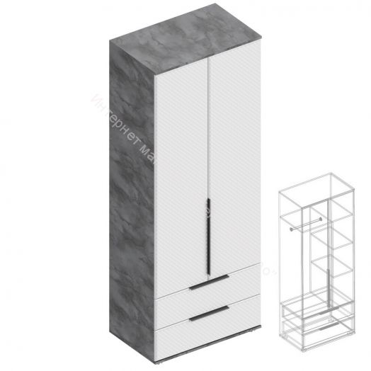 Шкаф 2-ств. с 2 ящиками "Лео 2" 800