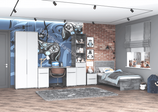 Пенал 1-ств. с ящиком и полками "Лео 2" 450