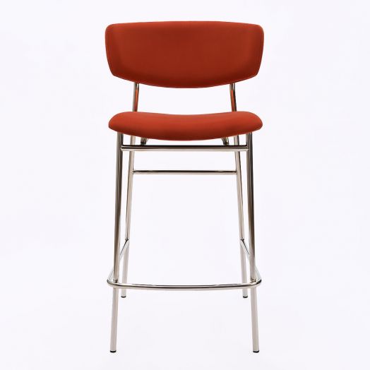 Стул полубарный Deimos, микровелюр кирпичный, опоры хром