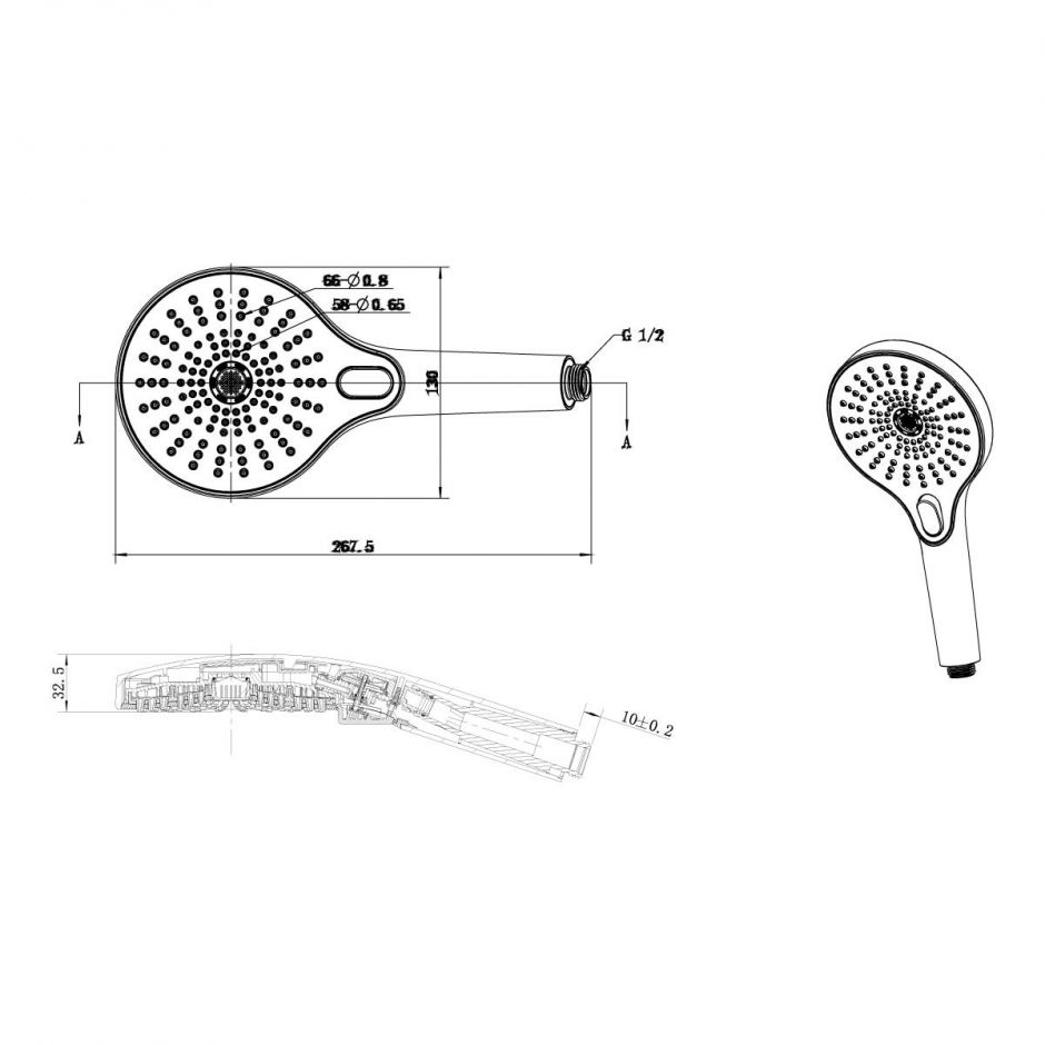 Ручной душ с шлангом 3-х режимный Vincea INSPIRE VSHN-3I1HCH ФОТО