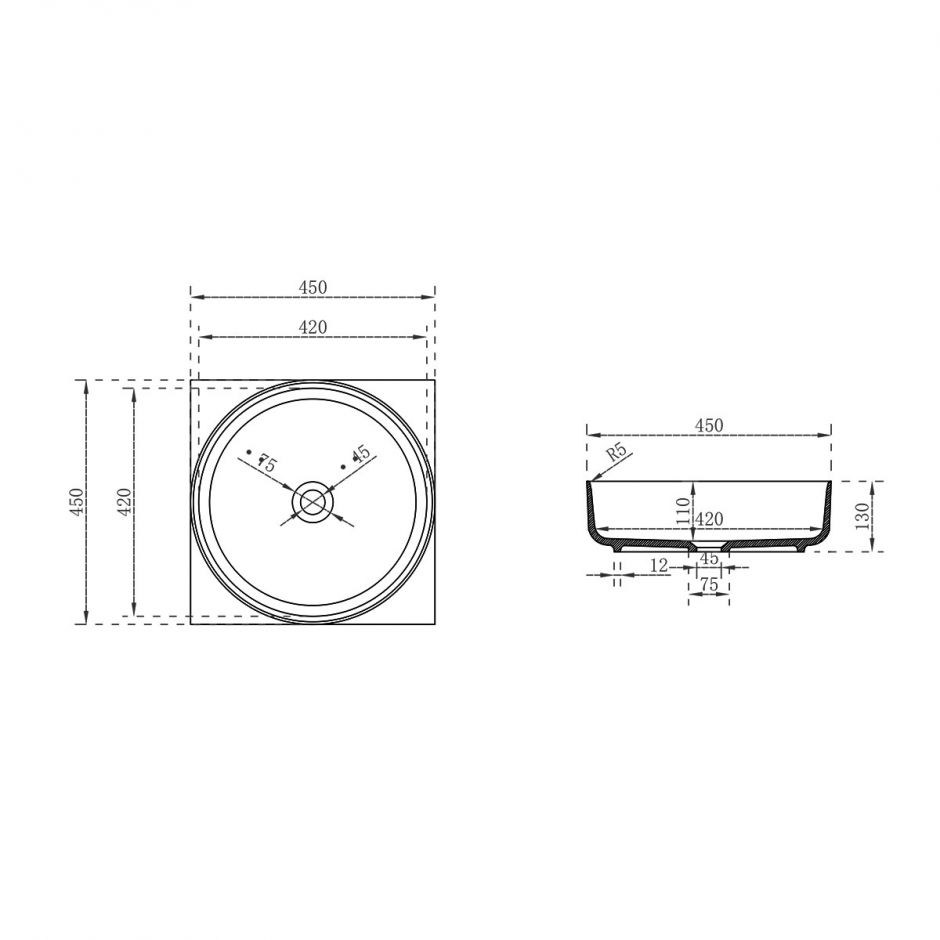 Накладная раковина Vincea Solid Surface VBS-6S16MW ФОТО