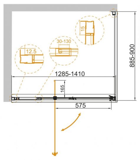 Душевой уголок без поддона Cezares хромированный 100х80 см схема 8