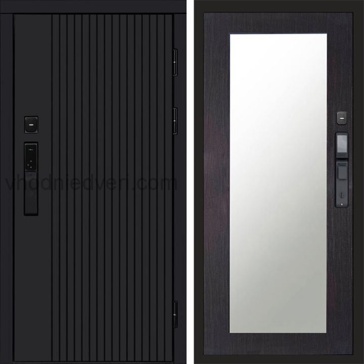 Входная дверь Termo-door ТВИСТ BLACK с электрозамком - Зеркало Триумф Венге