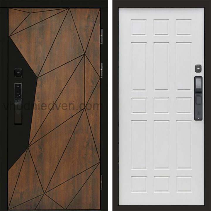 Входная дверь Termo-door ГЕОМЕТРИЯ с электрозамком - Спарта Белое дерево