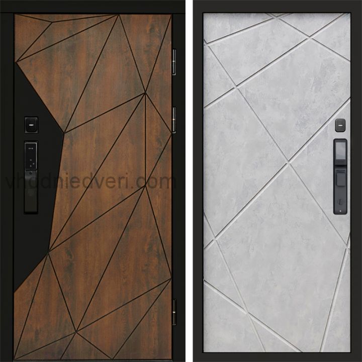Входная дверь Termo-door ГЕОМЕТРИЯ с электрозамком - Лучи Бетон светлый