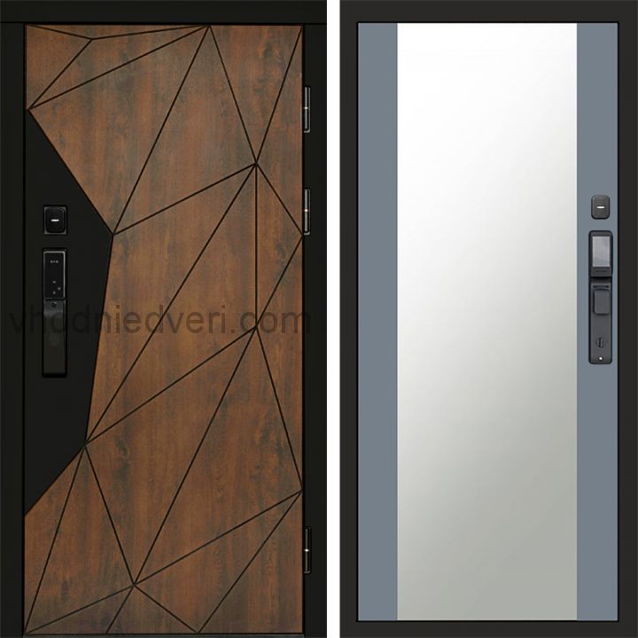 Входная дверь Termo-door ГЕОМЕТРИЯ с электрозамком - Зеркало Грей софт