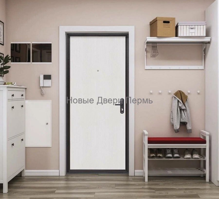 "Прораб Плюс 4,5 см" Серебро Беленый дуб металлическая дверь