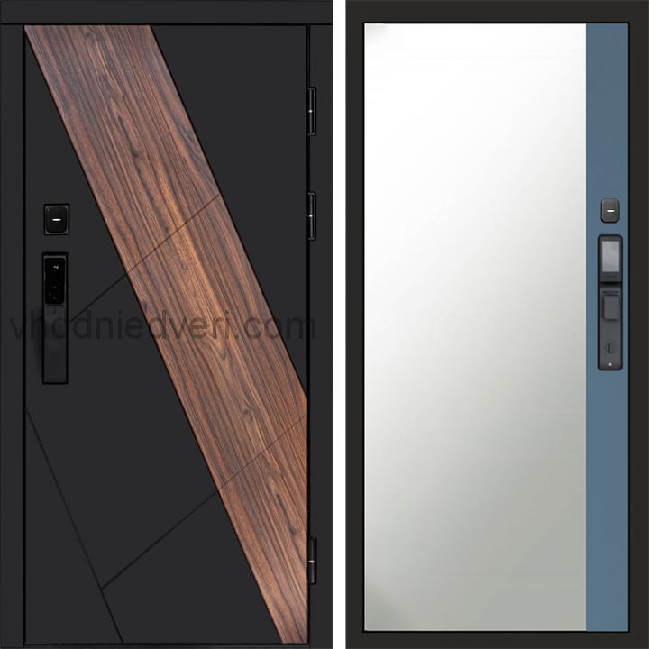 Входная дверь Termo-door НОВА с электрозамком - Широкое зеркало фацет Грей софт