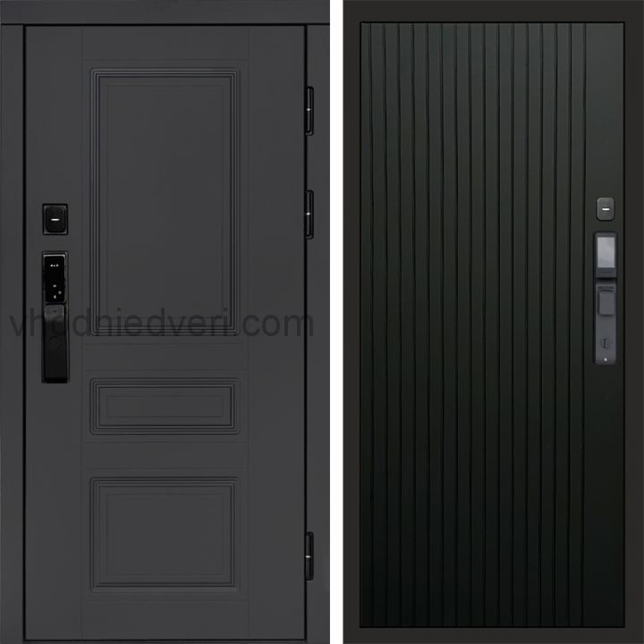 Входная дверь Termo-door ОРЕГОН ГРАФИТ с электрозамком - Flat Черный кварц