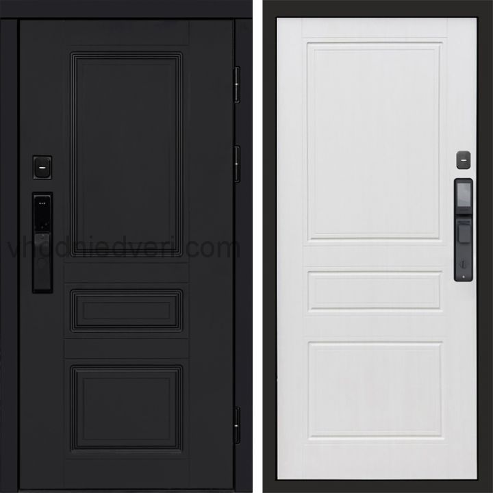 Входная дверь Termo-door ОРЕГОН BLACK с электрозамком - Классика Белое дерево