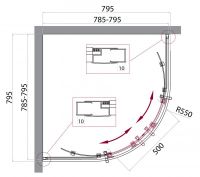 Душевой уголок Belbagno Uno-195 R прозрачное стекло, профиль хром 100х80 см схема 2 Душевой уголок Belbagno Uno-195 R прозрачное стекло, профиль хром 100х80 см схема 2