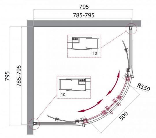 Душевой уголок Belbagno Uno-195 R прозрачное стекло, профиль хром 100х80 см схема 2 Душевой уголок Belbagno Uno-195 R прозрачное стекло, профиль хром 100х80 см схема 2
