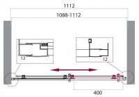 Душевой уголок в нишу Belbagno Uno-195 BF профиль хром 110 см схема 5