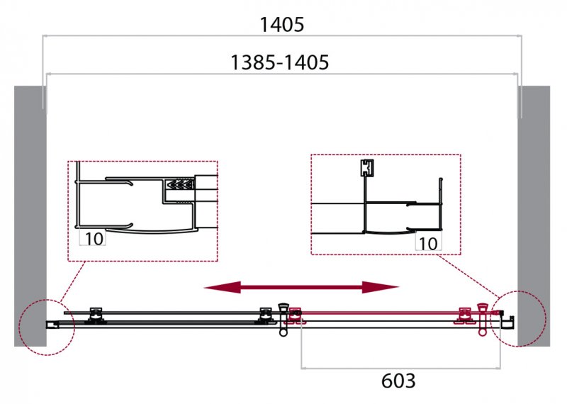 Душевой уголок в нишу Belbagno Uno-195 BF профиль хром 120 см ФОТО