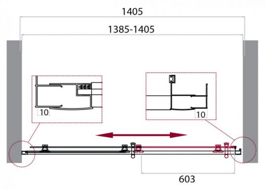 Душевой уголок в нишу Belbagno Uno-195 BF профиль хром 120 см схема 2