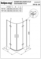 Душевая кабина Kolpa-San ATLAS TKP распашная открытая 100х100 см схема 2