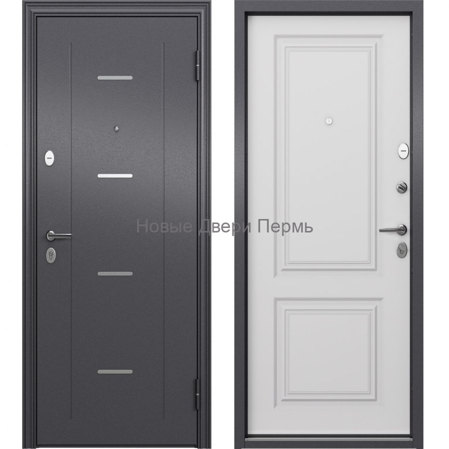 DELTA PRO MP D6-27, букле графит/ПВХ Бьянко квартирная дверь