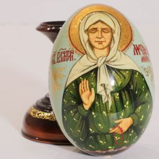 Яйцо Пасхальное Икона Матрона Московская 30см с подставкой (рукописная)