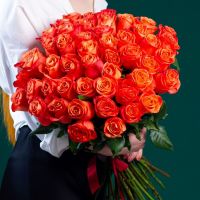 51 оранжевая роза 60 см