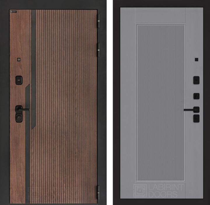 Входная дверь Лабиринт KARMINA 30 Серый софт рельеф