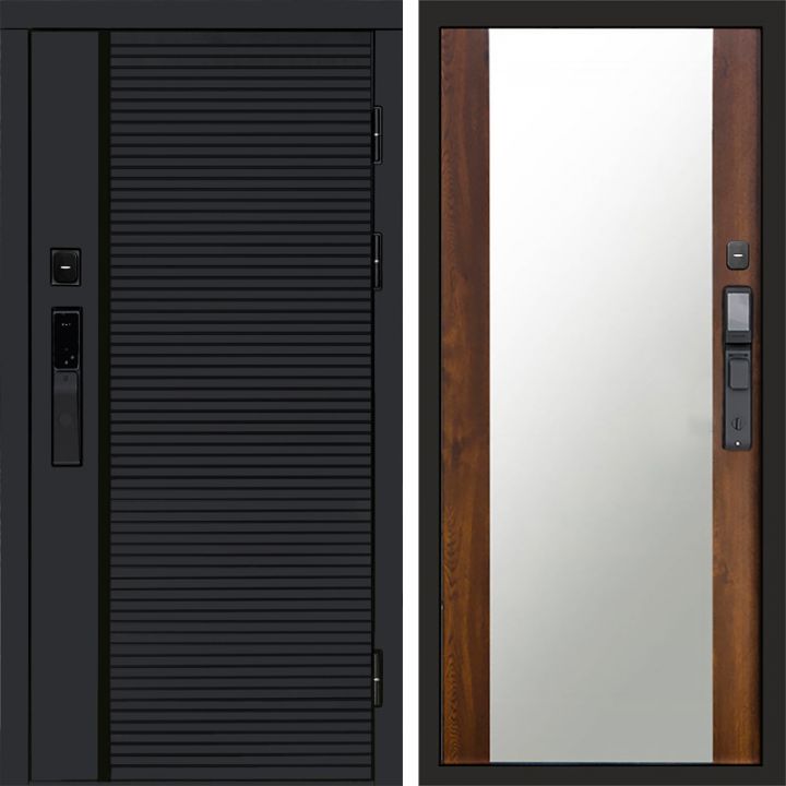 Входная дверь Termo-door BLACK LINE с электронным замком Зеркало дуб