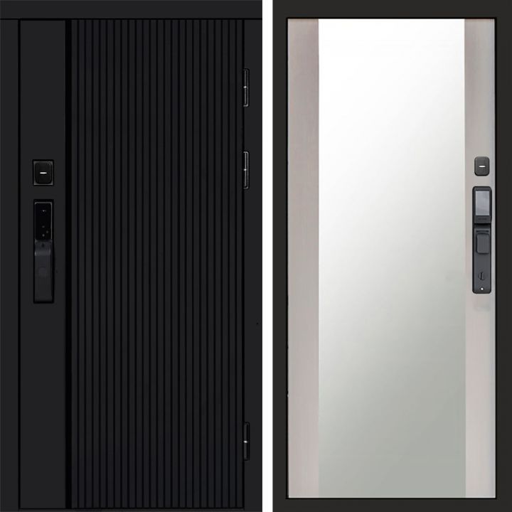 Входная дверь Termo-door УРБАН BLACK с электронным замком Зеркало лиственница