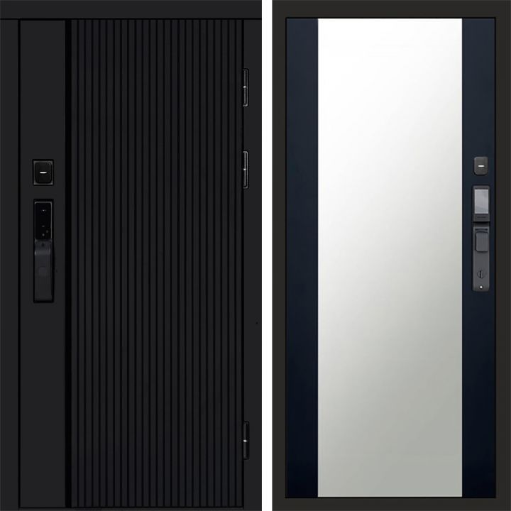 Входная дверь Termo-door УРБАН BLACK с электронным замком Зеркало Черный Кварц+Тонировка