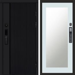 Входная дверь Termo-door УРБАН BLACK с электронным замком Зеркало Триумф Белый Софт
