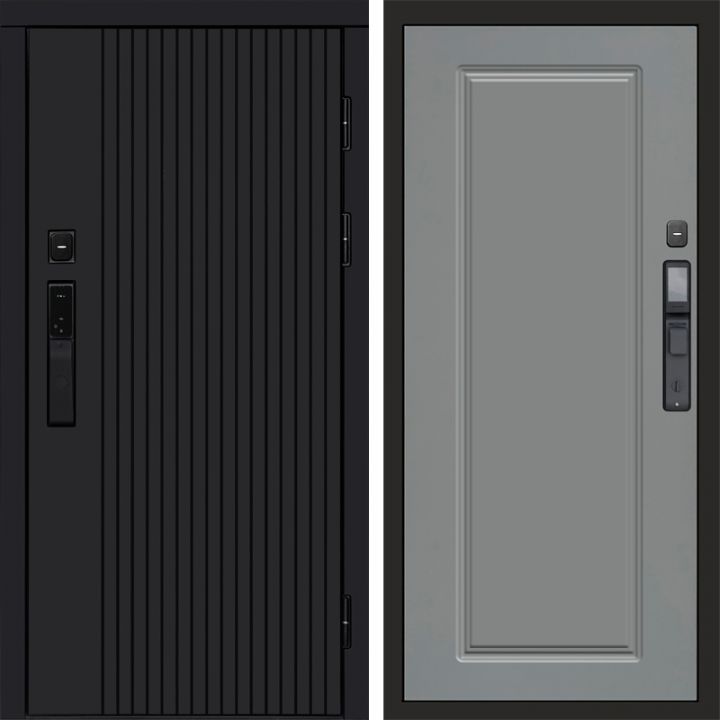 Входная дверь Termo-door ТВИСТ BLACK с электрозамком Гранд Грей Софт