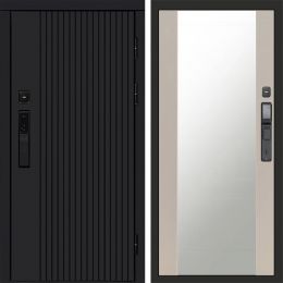 Входная дверь Termo-door ТВИСТ BLACK с электронным замком Зеркало Слоновая Кость
