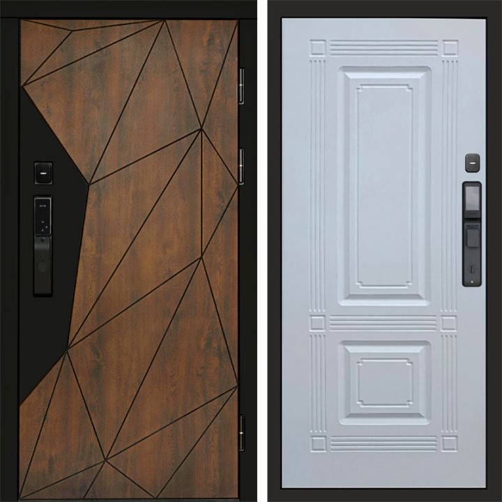 Входная дверь Termo-door ГЕОМЕТРИЯ с электронным замком Мадрид Белый Софт