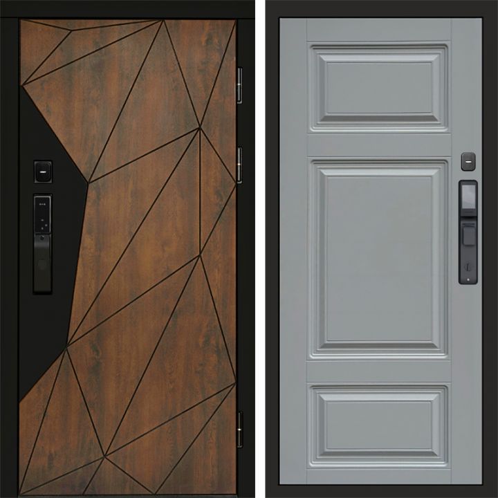 Входная дверь Termo-door ГЕОМЕТРИЯ с электронным замком Лион Грей Софт
