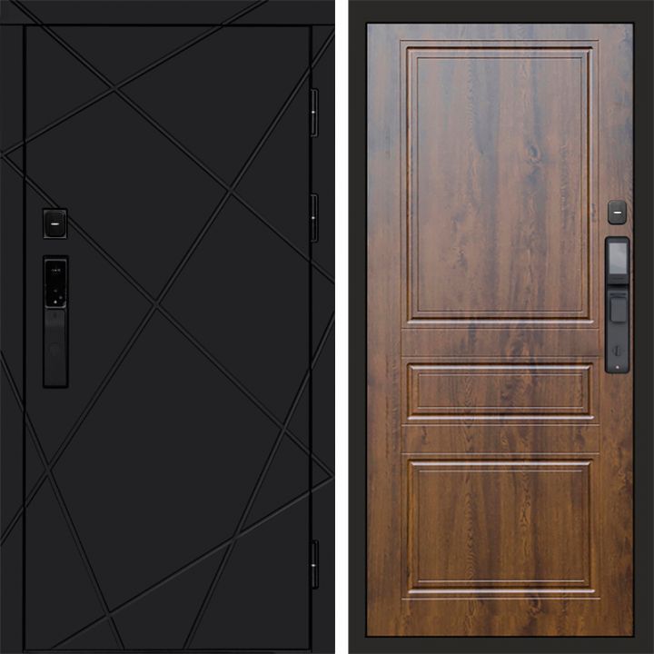 Входная дверь Termo-door ЛУЧИ BLACK с электронным замком Классика дуб