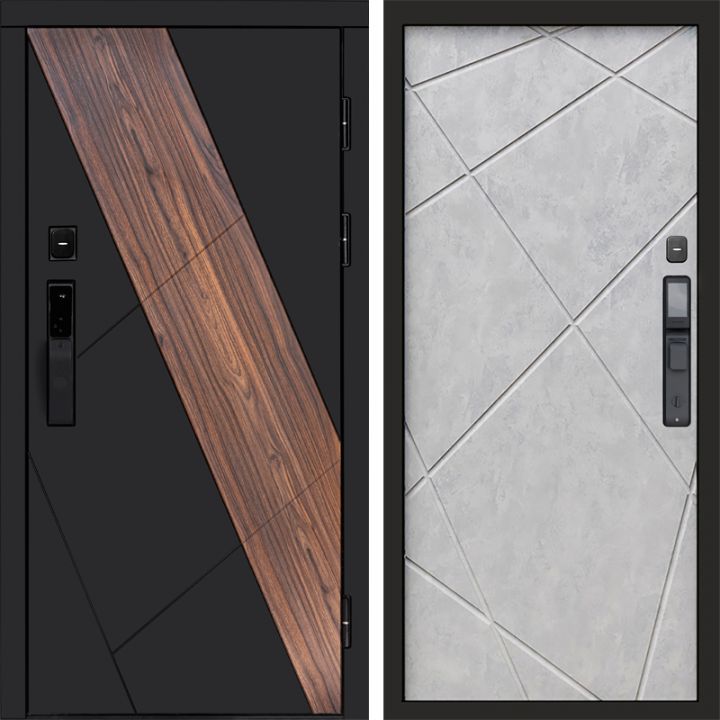 Входная дверь Termo-door НОВА с электронным замком Лучи бетон светлый