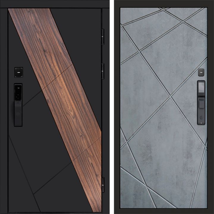 Входная дверь Termo-door НОВА с электронным замком Лучи бетон темный