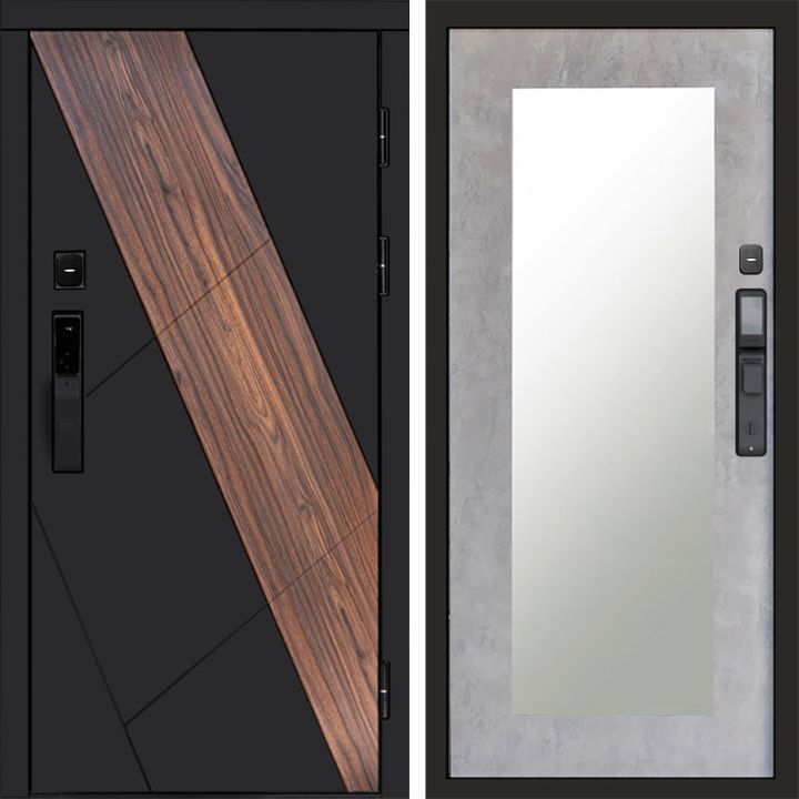 Входная дверь Termo-door НОВА с электронным замком Зеркало Триумф бетон светлый