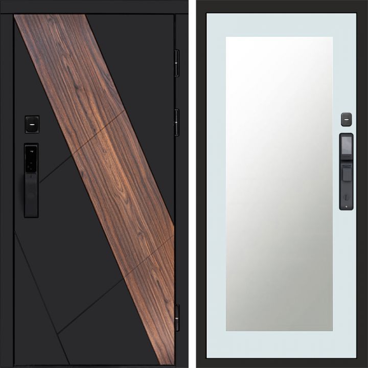 Входная дверь Termo-door НОВА с электрозамком Зеркало Триумф Белый Софт