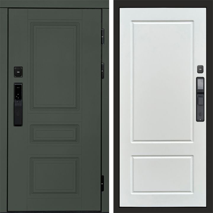 Входная дверь Termo-door ОРЕГОН GREEN с электронным замком Марсель Белый Софт