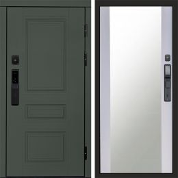 Входная дверь Termo-door ОРЕГОН GREEN с электронным замком Зеркало белый софт