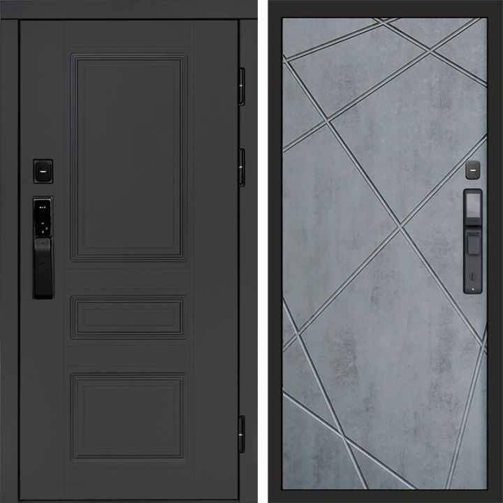 Входная дверь Termo-door ОРЕГОН ГРАФИТ с электронным замком Лучи бетон темный