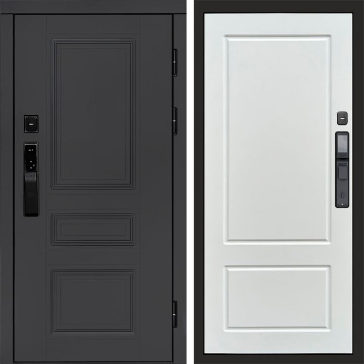 Входная дверь Termo-door ОРЕГОН ГРАФИТ с электронным замком Марсель Белый Софт