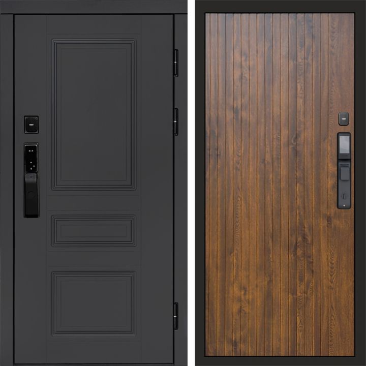 Входная дверь Termo-door ОРЕГОН ГРАФИТ с электронным замком FLAT Дуб