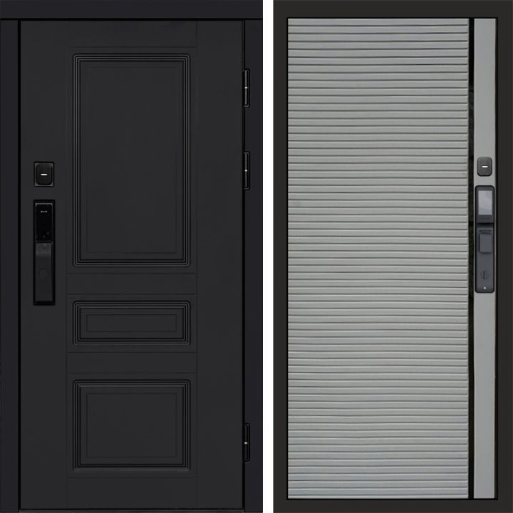 Входная дверь Termo-door ОРЕГОН BLACK с электронным замком PORTE Грей Софт