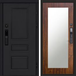 Входная дверь Termo-door ОРЕГОН BLACK с электронным замком Зеркало Триумф дуб