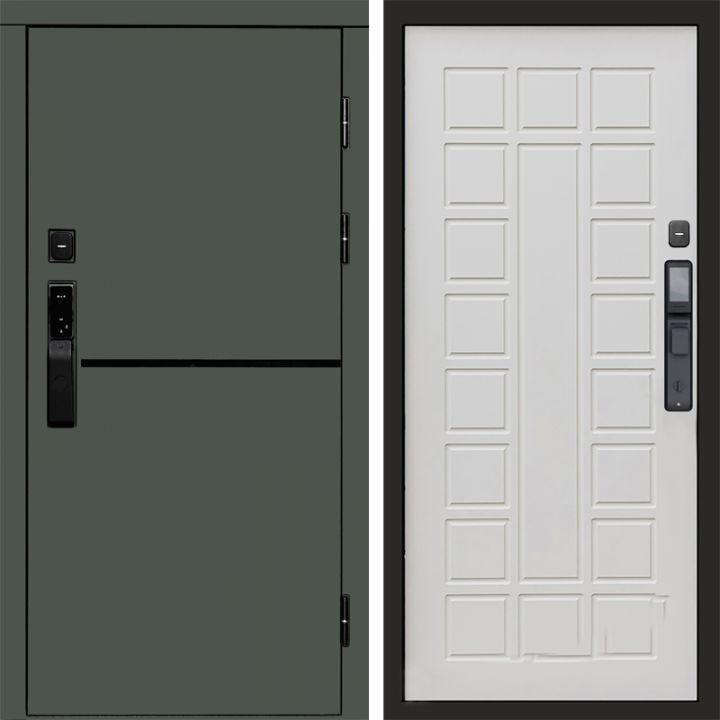 Входная дверь Termo-door ТРЕНД GREEN с электронным замком Престиж бежевый матовый