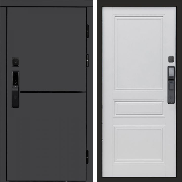 Входная дверь Termo-door ТРЕНД ГРАФИТ с электронным замком Классик Белый Софт