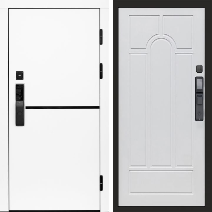 Входная дверь Termo-door ТРЕНД WHITE с электронным замком Арка белое дерево