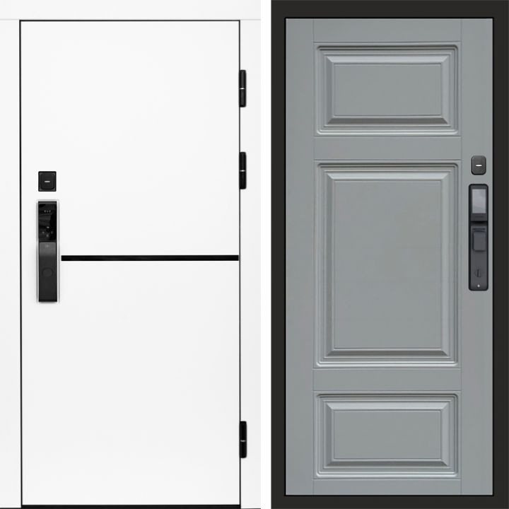 Входная дверь Termo-door ТРЕНД WHITE с электронным замком Лион Грей Софт